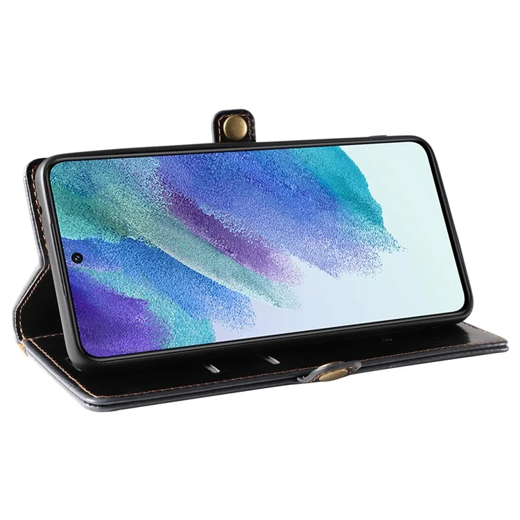 Gq. Shell de Téléphone Mobile Utrobe 010 Series Pour Samsung Galaxy S21 fe 5G, RFID Blocking PU Leather + Tpu Téléphone Couvercle du Support Portefeuille - le Noir