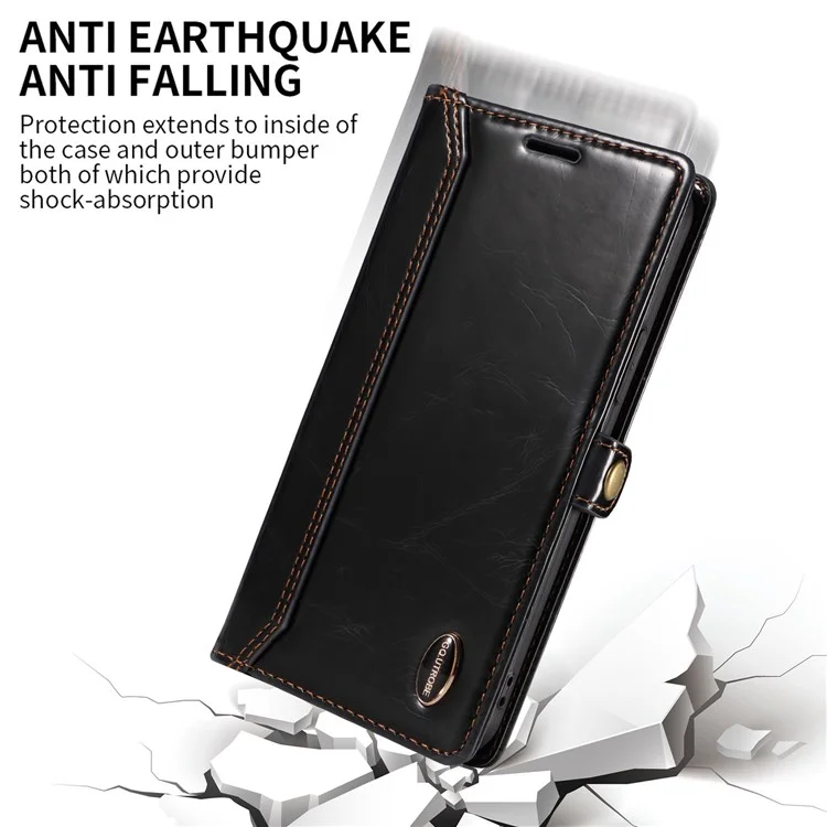 Gq. Shell de Téléphone Mobile Utrobe 010 Series Pour Samsung Galaxy S21 fe 5G, RFID Blocking PU Leather + Tpu Téléphone Couvercle du Support Portefeuille - le Noir