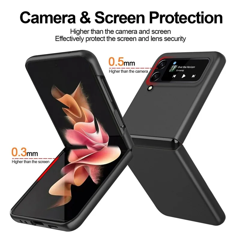 For Samsung Galaxy Z Flip4 5G Hard PC Phone Case Rubberized Anti-fingerprint Anti-scratch Flipping Cover - Black
