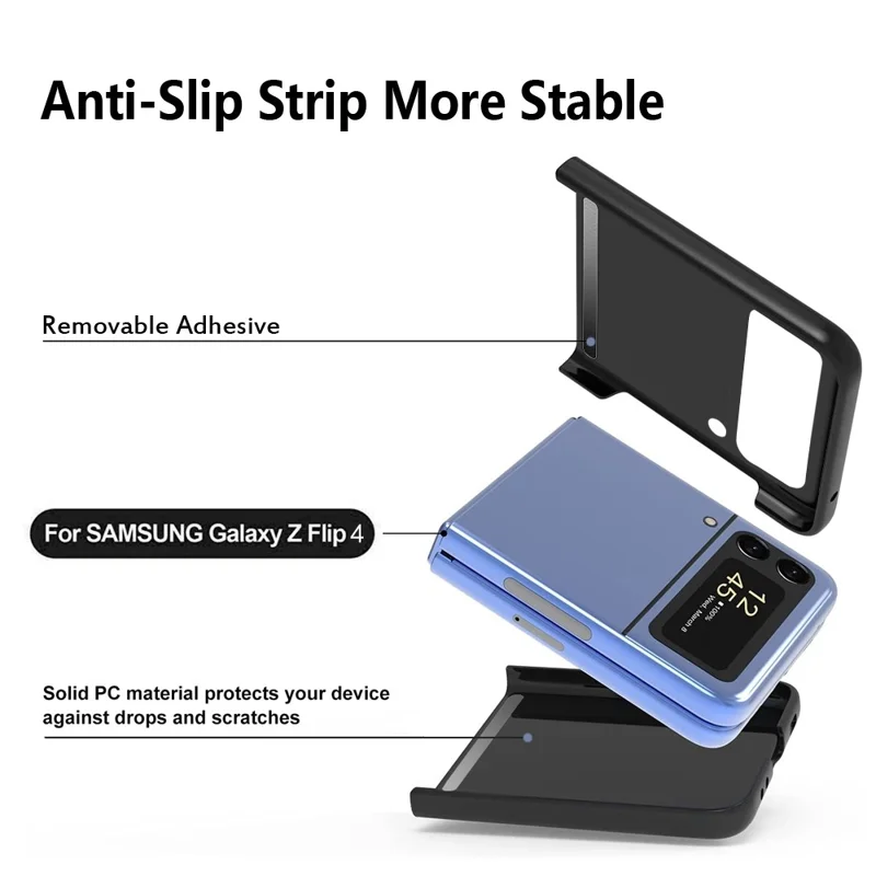 For Samsung Galaxy Z Flip4 5G Hard PC Phone Case Rubberized Anti-fingerprint Anti-scratch Flipping Cover - Black