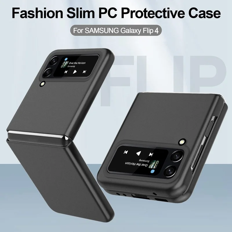 For Samsung Galaxy Z Flip4 5G Hard PC Phone Case Rubberized Anti-fingerprint Anti-scratch Flipping Cover - Black
