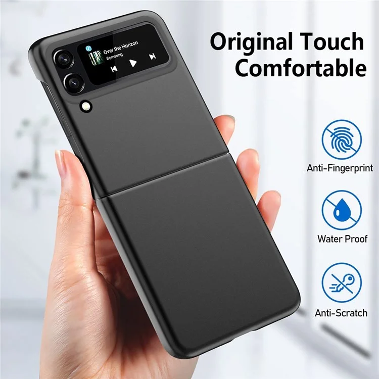 Für Samsung Galaxy Z Flip4 5G Hartschalenetui aus PC-Material, gummierfter, kratz- und fingerabdruckfester Klappdeckel - Gold