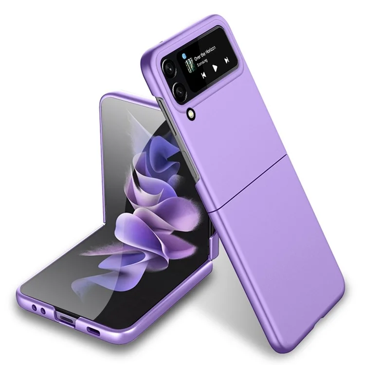 Pour Samsung Galaxy Z Flip4 5G Étui de téléphone portable en PC dur Fini caoutchouté Anti-empreintes digitales Anti-rayures Flipping Cover - Violet