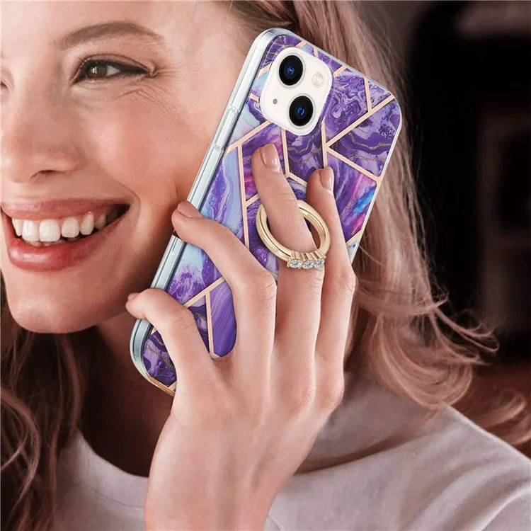 Para Iphone 14 6.1 Pulgadas YB IMD Series-7 Equipada de Patada de Patada de Patada de Manos de Manos de Manos - Morado Oscuro