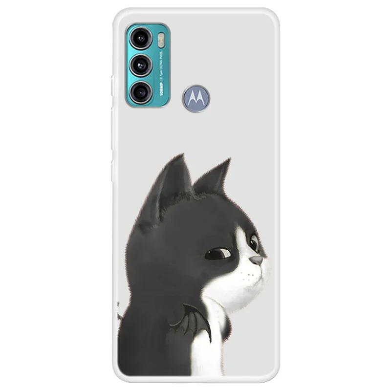 For Motorola Moto G60 Pattern Printing Drop-proof Phone Case Ultra Slim Soft TPU Protective Cover - Cat