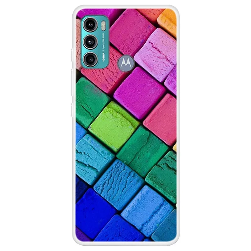 Flexible TPU Case for Motorola Moto G60, Stylish Pattern Printing Anti-scratch Protective Phone Cover - Colorful Block