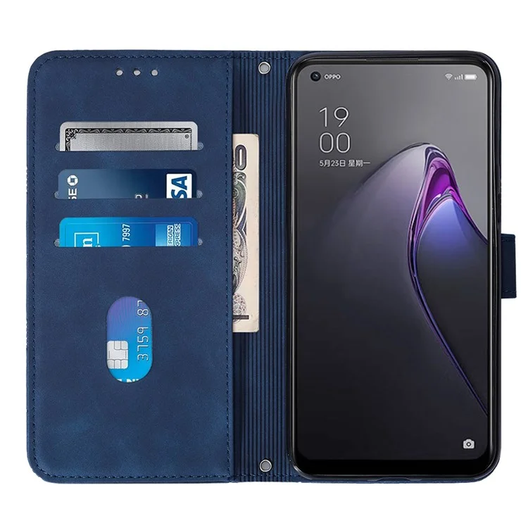 For Oppo Reno8 Pro+ (China) 5G / Reno8 Pro 5G (Global) Leather Case with Shoulder Strap Wallet Stand Phone Cover - Sapphire