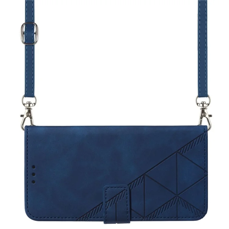 For Oppo Reno8 Pro+ (China) 5G / Reno8 Pro 5G (Global) Leather Case with Shoulder Strap Wallet Stand Phone Cover - Sapphire