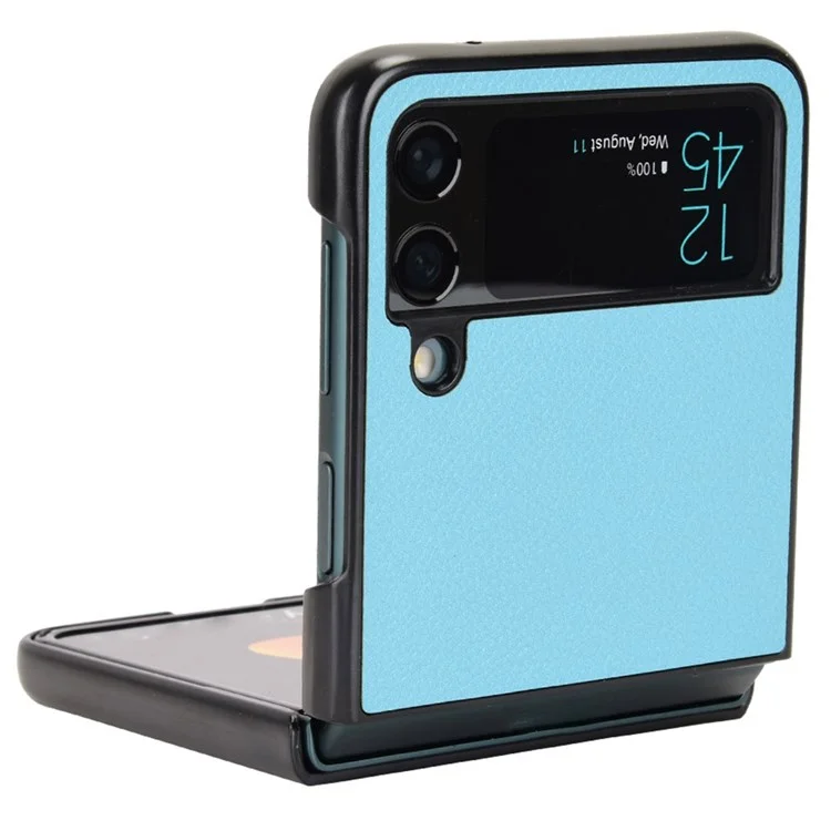 Para Samsung Galaxy Z Flip4 5G Anti-wear Litchi Texture PU Cuero Recubierto Case de Teléfonos Celulares a Prueba de Caída - Bebe Azul