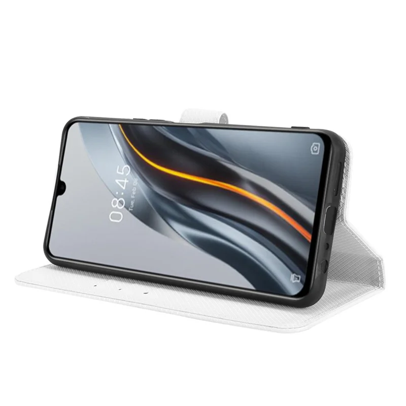 For Infinix Note 12 G96 4G / Note 12 Turbo Flip Wallet Case Diamond Texture PU Leather Cover Stand Card Holder with Strap - White