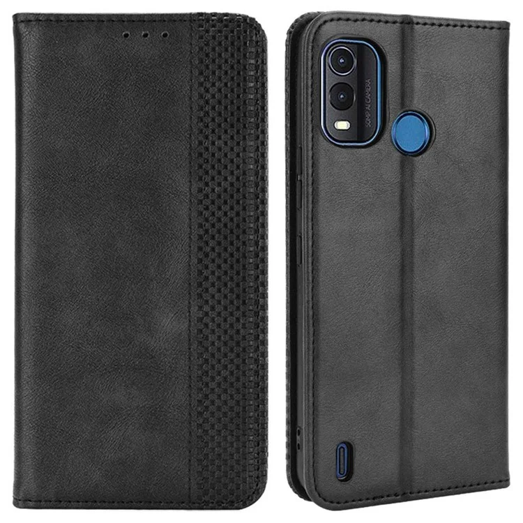 Für Nokia G11 Plus 4G Auto Closing Magnetic Retro PU Leder Brieftasche Case Stand Funktion Handyhülle - Schwarz