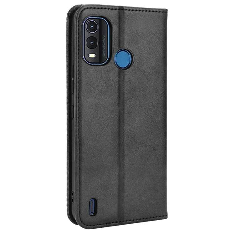 Für Nokia G11 Plus 4G Auto Closing Magnetic Retro PU Leder Brieftasche Case Stand Funktion Handyhülle - Schwarz