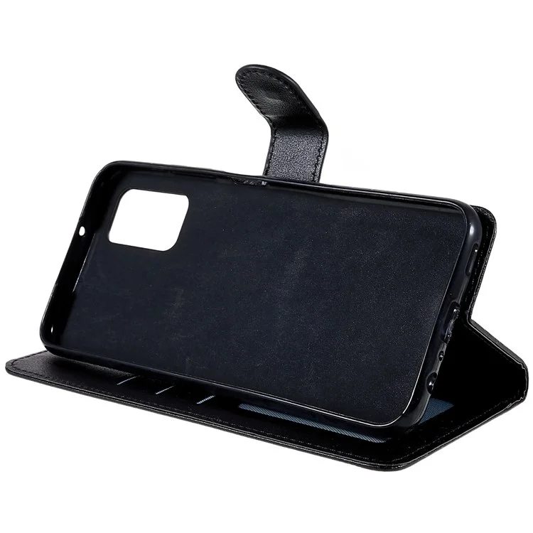 Stand Phone Cover for Samsung Galaxy A03s (164.2 x 75.9 x 9.1mm), Flip PU Leather Wallet Cell Phone Case with Lanyard - Black