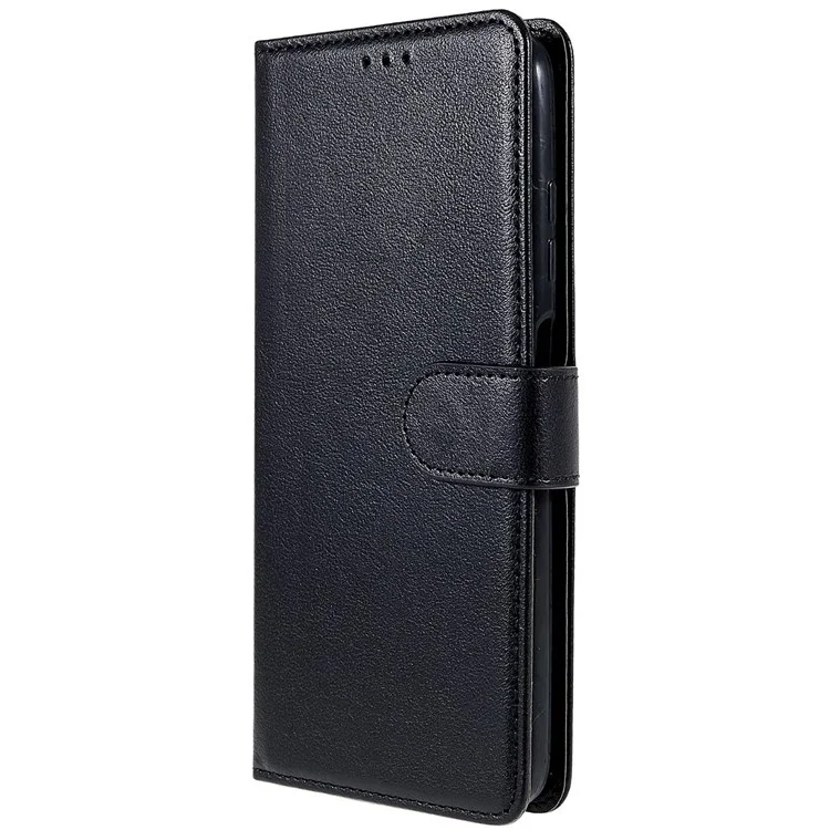 Stand Phone Cover for Samsung Galaxy A03s (164.2 x 75.9 x 9.1mm), Flip PU Leather Wallet Cell Phone Case with Lanyard - Black