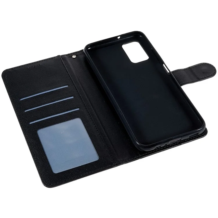 Stand Phone Cover for Samsung Galaxy A03s (164.2 x 75.9 x 9.1mm), Flip PU Leather Wallet Cell Phone Case with Lanyard - Black