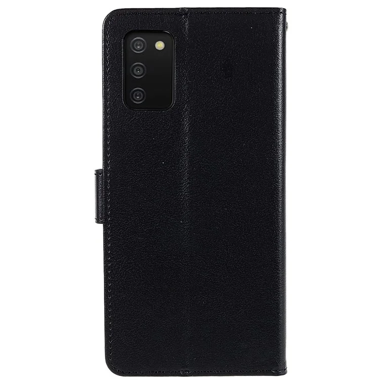 Couverture du Support Pour Samsung Galaxy A03s (166,5 x 75,98 x 9,14 Mm), Case de Téléphone Portable de Portefeuille de Portefeuille de Portefeuille en Cuir PU Résistant Aux Grattements Avec Longe Avec Longe - le Noir