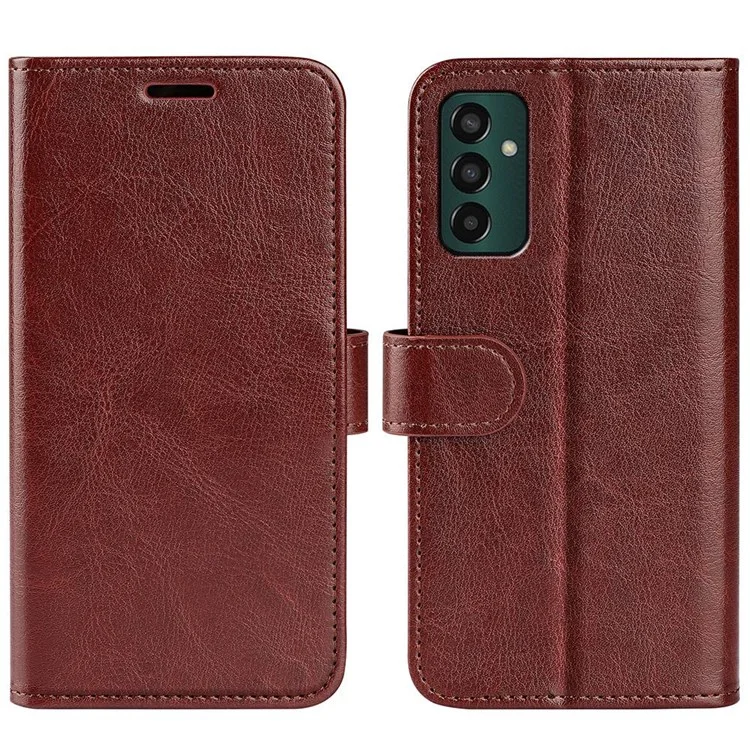 Para Samsung Galaxy M13 4G Crazy Horse Texture PU Leather Wallet Stand Case Drop-proof Protection Phone Cover - Marrom