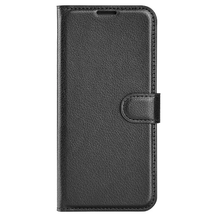 Para Samsung Galaxy M13 4G Anti-arañazos Textura Litchi Cuero Sintético Caso, Resistente a Golpes Cartera Soporte de Pie Flip Funda Teléfono - Negro
