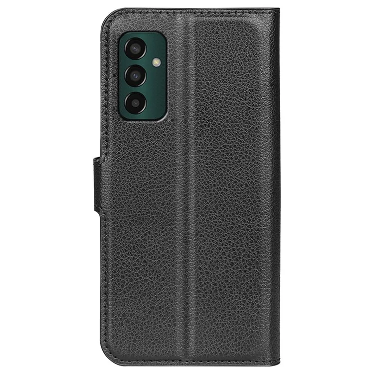 Para Samsung Galaxy M13 4G Anti-arañazos Textura Litchi Cuero Sintético Caso, Resistente a Golpes Cartera Soporte de Pie Flip Funda Teléfono - Negro