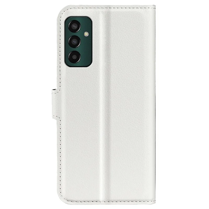Pour Samsung Galaxy M13 4G Anti-rayures Texture en cuir de litchi PU, Étui de téléphone portefeuille anti-choc Folio Flip Stand - Blanc