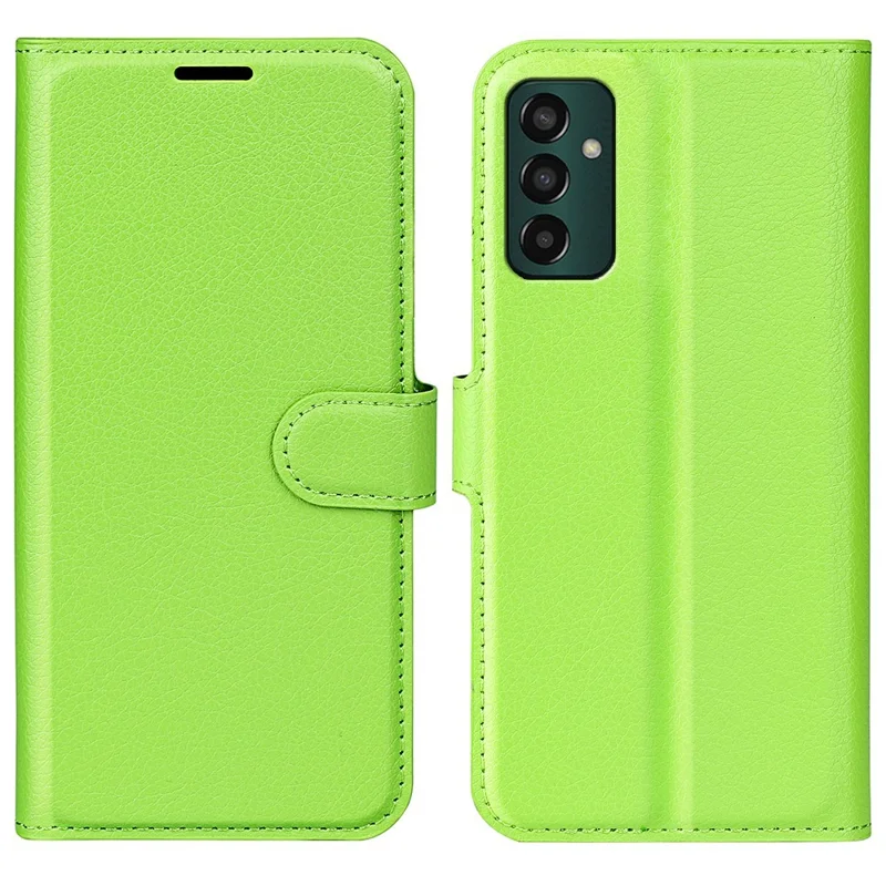 Для Samsung Galaxy M13 4G Anti-scratch Litchi Texture PU Leather Case, Shockproof Wallet Stand Folio Flip Phone Cover - Зеленый