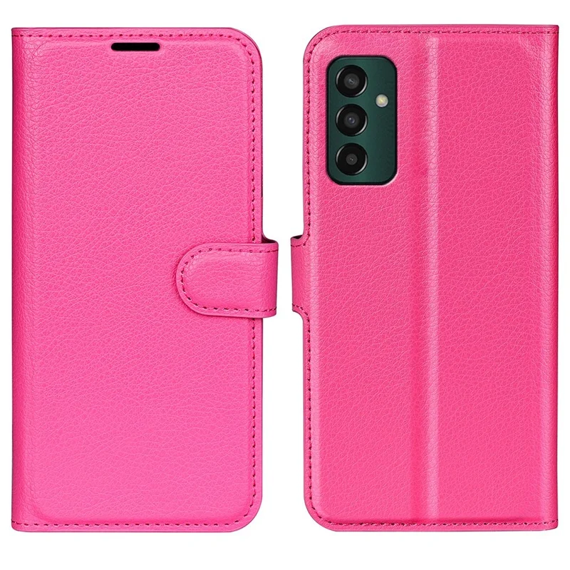 Para Samsung Galaxy M13 4G Anti-arañazos Textura de Litchi Funda de Cuero PU, Cartera a prueba de golpes de pie Folio Flip Funda de teléfono - Rosa