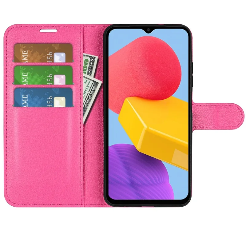 Para Samsung Galaxy M13 4G Anti-arañazos Textura de Litchi Funda de Cuero PU, Cartera a prueba de golpes de pie Folio Flip Funda de teléfono - Rosa