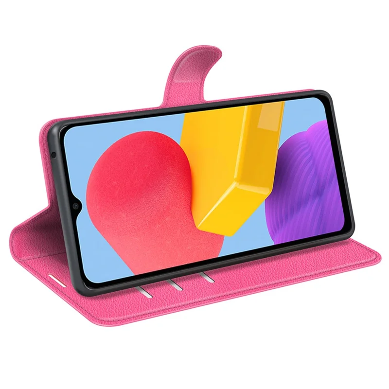 Para Samsung Galaxy M13 4G Anti-arañazos Textura de Litchi Funda de Cuero PU, Cartera a prueba de golpes de pie Folio Flip Funda de teléfono - Rosa