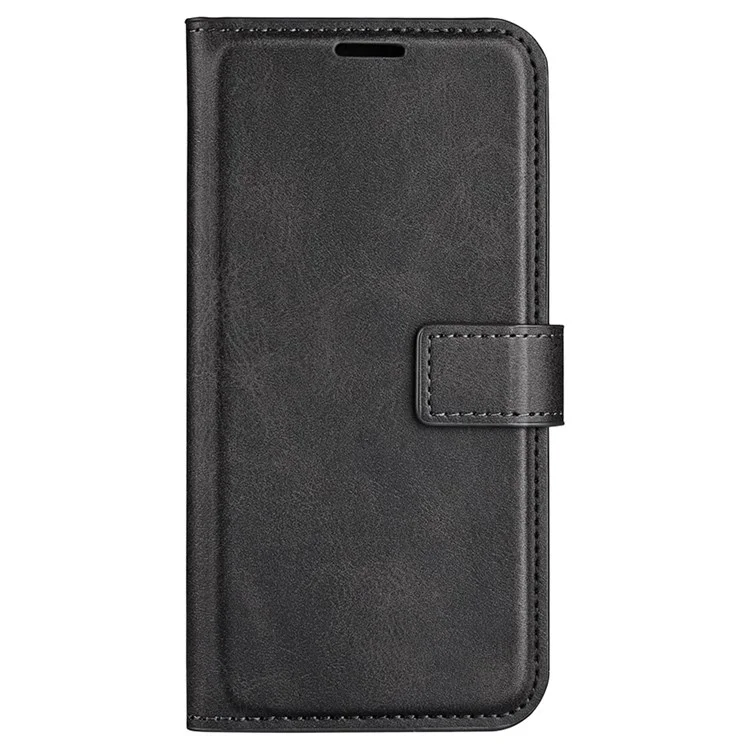 Square Magnetic Clasp Phone Hülle Für Realme C30 4G, Strukturierte PU -leder + TPU -brieftasche Abdeckung - Schwarz