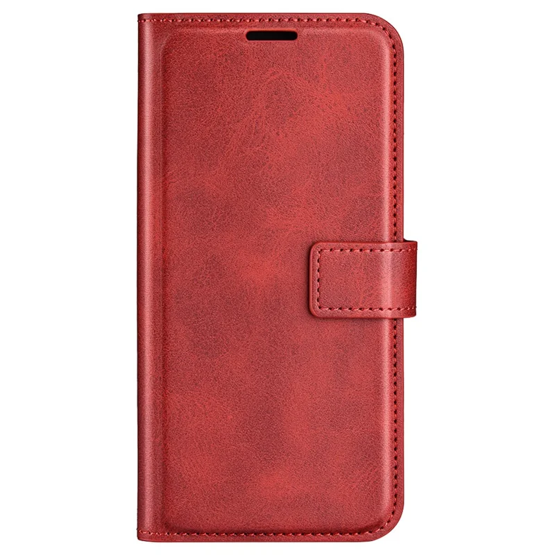 Square Magnetic Clasp Phone Case for Realme C30 4G, Textured PU Leather + TPU Wallet Stand Cover - Red