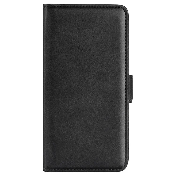 Für Realme C30 4G Double Magnetic Clasp Textured pu Leder Folio Flip Phone Case Wallet Stand Cover - Schwarz