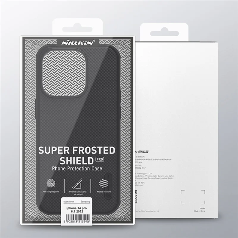 Coque de téléphone NILLKIN Super Frosted Shield Pro pour iPhone 14 Pro Max 6,7 pouces, finition mate anti-rayures en PC et cadre en TPU hybride - Noir