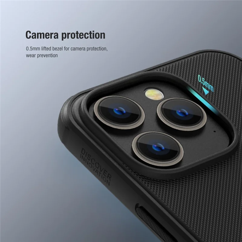 Coque de téléphone NILLKIN Super Frosted Shield Pro pour iPhone 14 Pro Max 6,7 pouces, finition mate anti-rayures en PC et cadre en TPU hybride - Noir