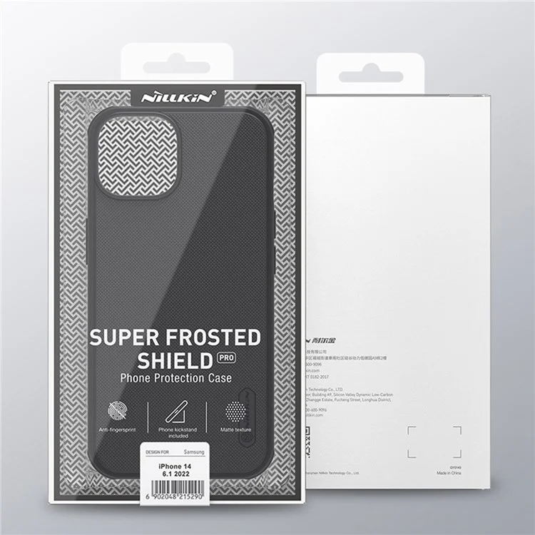 NILLKIN Super Frosted Shield Pro Custodia Antiurto per iPhone 14 / iPhone 13, PC + TPU Superficie Opaca Anti-caduta Copertura Posteriore - Nero
