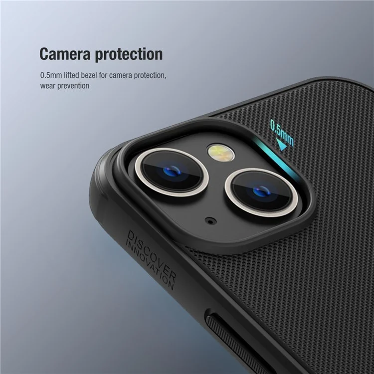 NILLKIN Super Frosted Shield Pro Custodia Antiurto per iPhone 14 / iPhone 13, PC + TPU Superficie Opaca Anti-caduta Copertura Posteriore - Nero