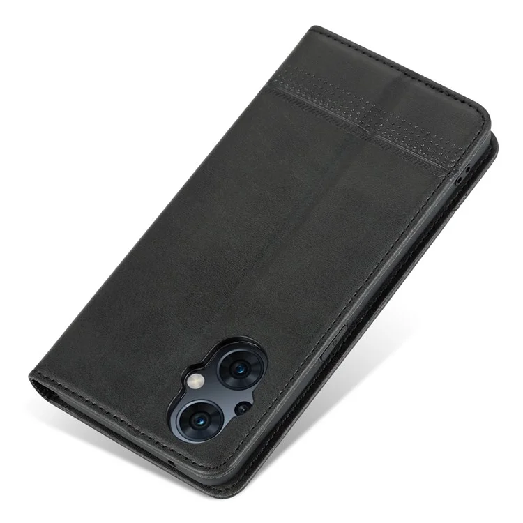 AZNS Pour Oppo Reno8 Lite 5G Étui Portefeuille à Rabat en Cuir PU avec Fermeture Magnétique Automatique et Support - Noir
