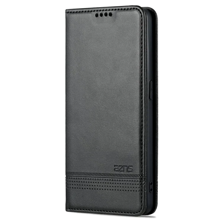 AZNS Pour Oppo Reno8 Lite 5G Étui Portefeuille à Rabat en Cuir PU avec Fermeture Magnétique Automatique et Support - Noir