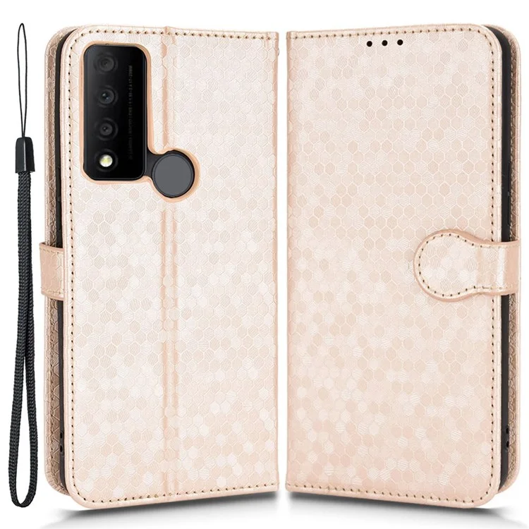 For TCL 30 XE 5G / 30 V 5G Anti-fingerprint Imprinted Dot Pattern PU Leather Phone Case Wallet Stand Flip Lightweight Cell Phone Cover with Strap - Rose Gold