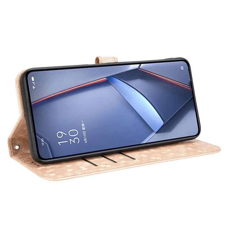 Para TCL 30 SE / 306 / 305 / 30E Funda de Billetera para Teléfono Anti-Caída con Patrón de Puntos Grabado en Piel PU Funda Plegable de Pie con Soporte - Oro Rosa