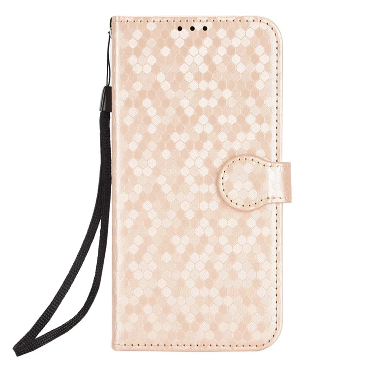 Para TCL 30 SE / 306 / 305 / 30E Funda de Billetera para Teléfono Anti-Caída con Patrón de Puntos Grabado en Piel PU Funda Plegable de Pie con Soporte - Oro Rosa