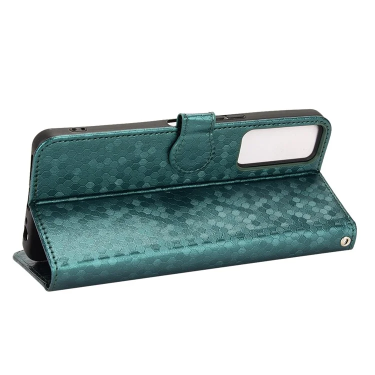 Para TCL 30 5G / 30+ 5 g de Caja Protectora Patrón de Punto Impreso Imprimido de Cuero PU Flip Cubierta de la Billetera de la Billetera Con Correa - Verde
