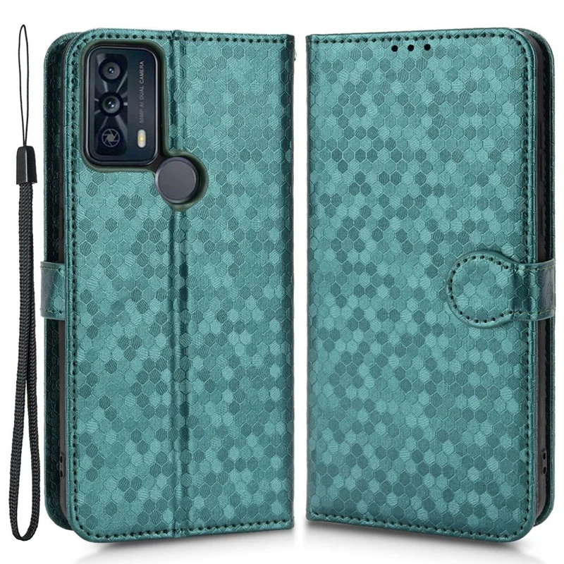 Taske med prikdesign til TCL 20B beskyttelsesdæksel stødfast PU-lædertælle med rem - Grøn