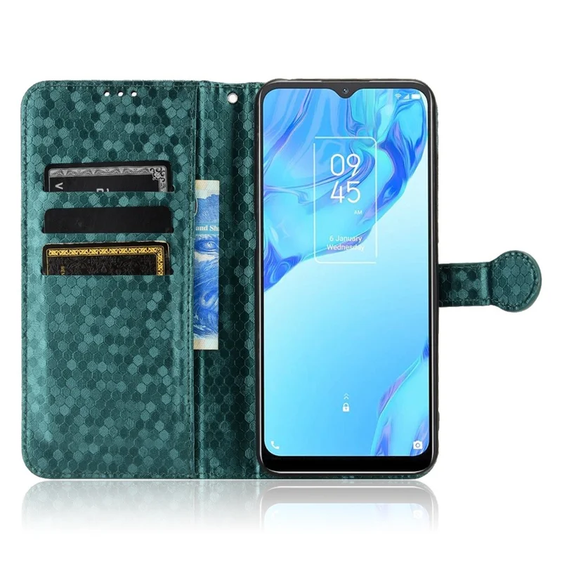 Taske med prikdesign til TCL 20B beskyttelsesdæksel stødfast PU-lædertælle med rem - Grøn