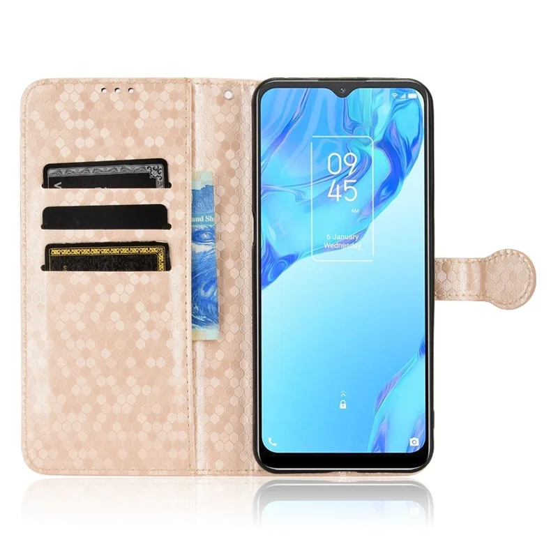 Dot -muster Eingeprägter Brieftasche Hülle Für TCL 20B Protective Phone Hülle Kratzfeste PU -lederabdeckung Mit Riemen - Roségold