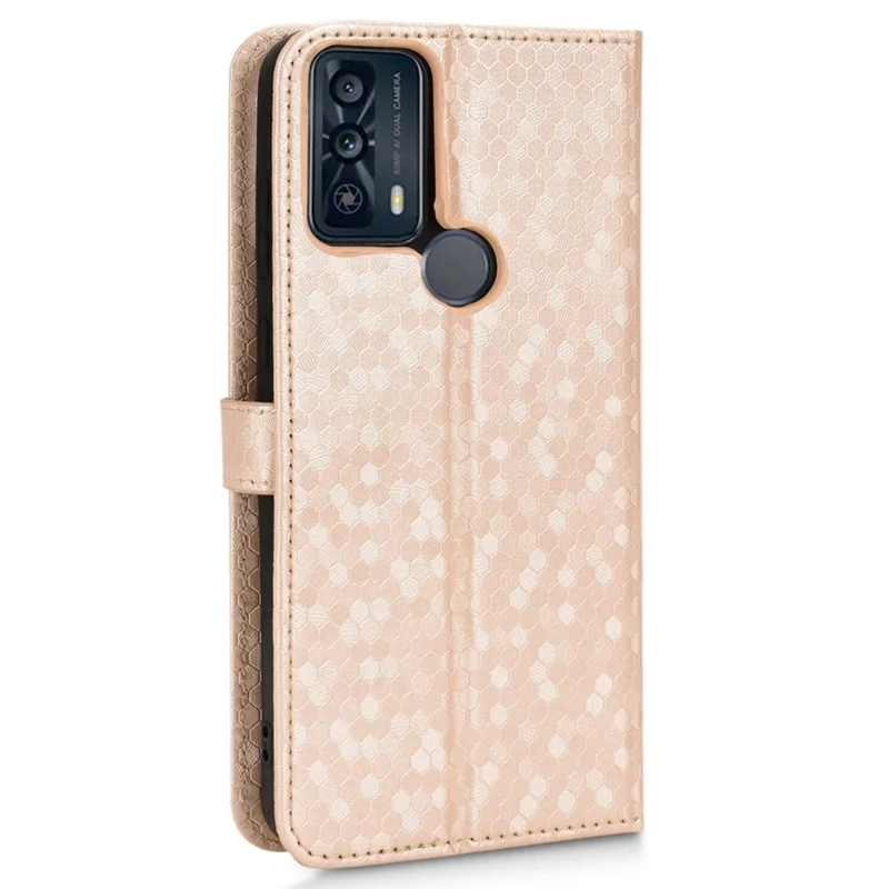 Dot -muster Eingeprägter Brieftasche Hülle Für TCL 20B Protective Phone Hülle Kratzfeste PU -lederabdeckung Mit Riemen - Roségold