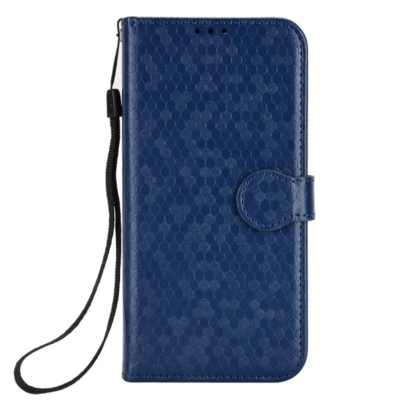 Anti-Drop PU Leather Case for Realme C31 Wallet Phone Case Dot Pattern Imprinted Protective Folio Flip Cover with Strap - Dark Blue