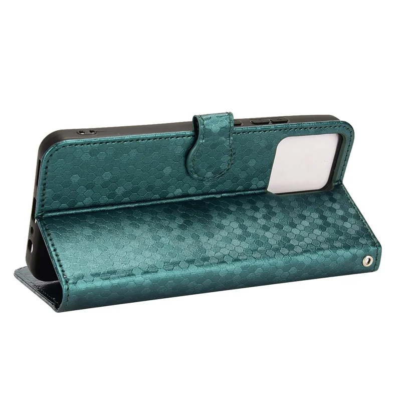 Anti-Scratch Wallet Phone Case for Realme C30 4G Dot Pattern Imprinted PU Leather Protective Folio Flip Cover with Strap - Green