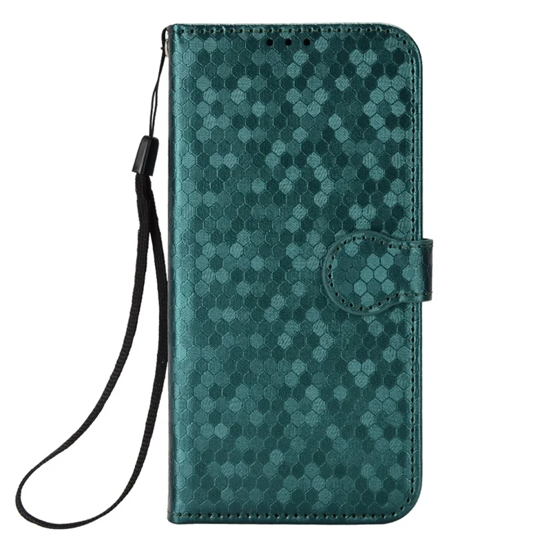 Anti-Scratch Wallet Phone Case for Realme C30 4G Dot Pattern Imprinted PU Leather Protective Folio Flip Cover with Strap - Green