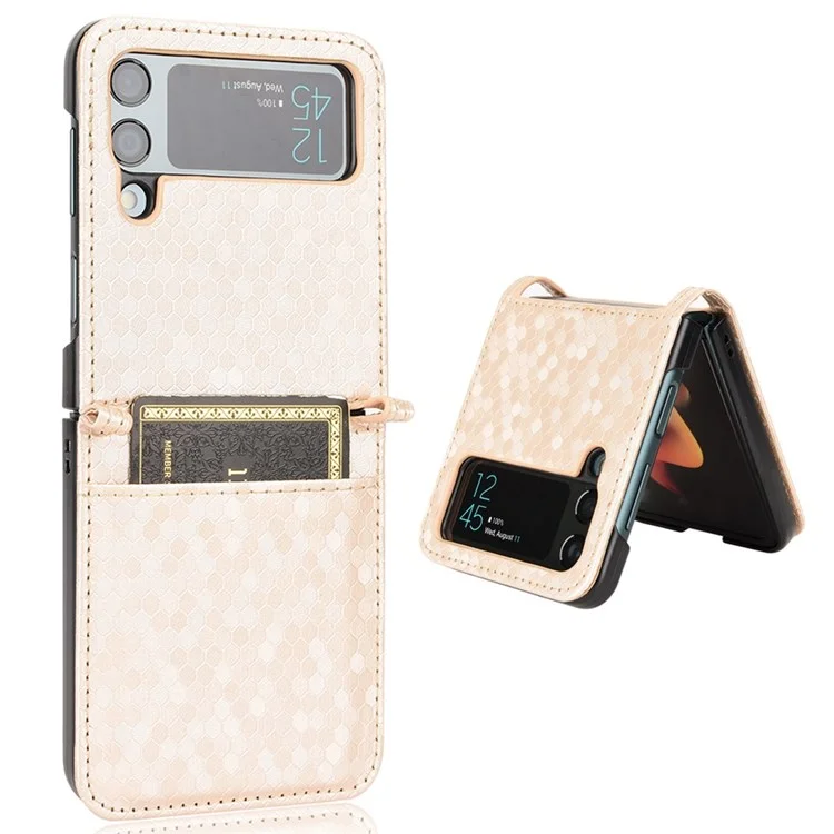 Per Samsung Galaxy Z Flip3 5G Motore Pot Esprinted PU Pethe Pethe Pethe Caguale Design Coperchi - Oro Rosa