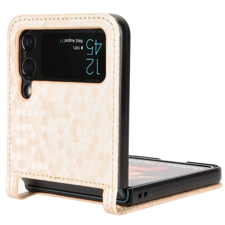 Per Samsung Galaxy Z Flip3 5G Motore Pot Esprinted PU Pethe Pethe Pethe Caguale Design Coperchi - Oro Rosa